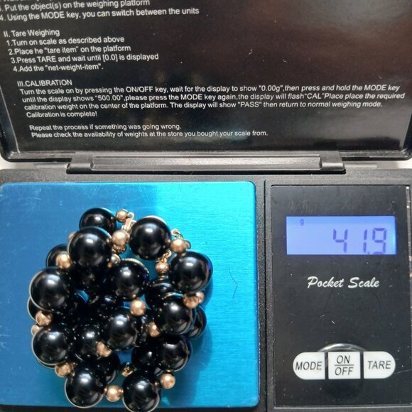 14K Yellow Gold Black Onyx Bead Double Strand Bracelet 8" 41.9g Estate VGUC - Picture 3 of 15